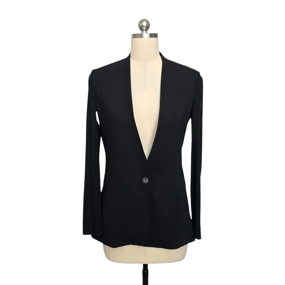 Helmut Lang Black Single Button Tailored Blazer Jacket Size 0 Minimalist USA